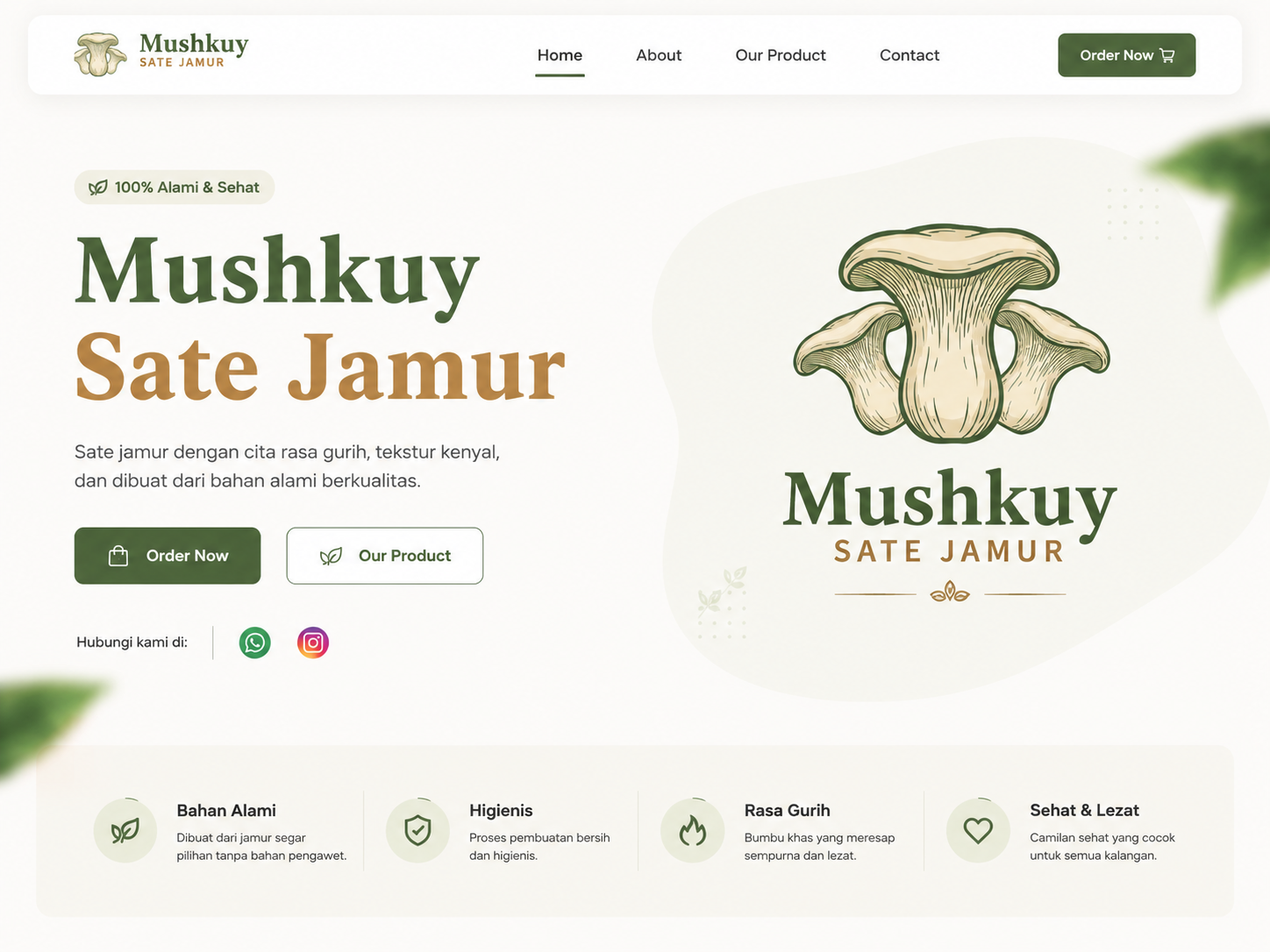 UMKM Sate Jamur — Web profile website for local mushroom satay food business